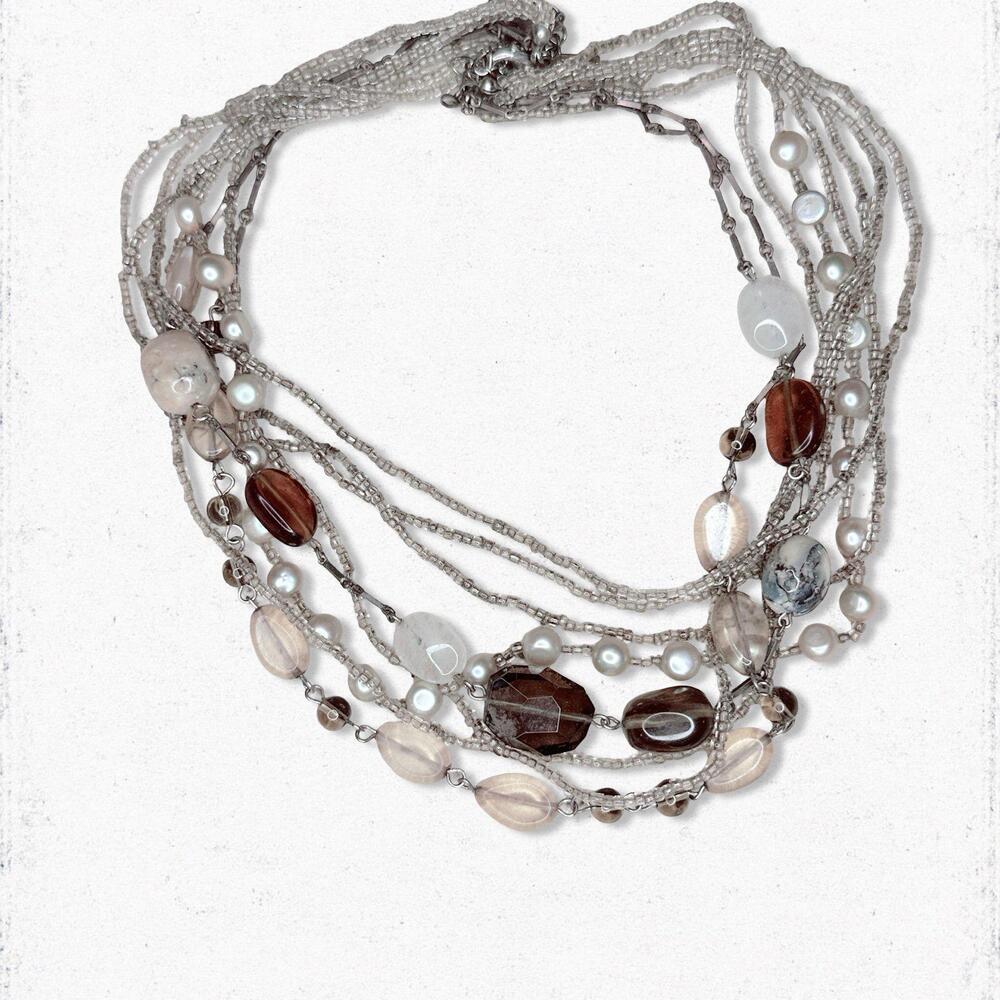 7193. J. Jill Taupe Seed Bead Necklace